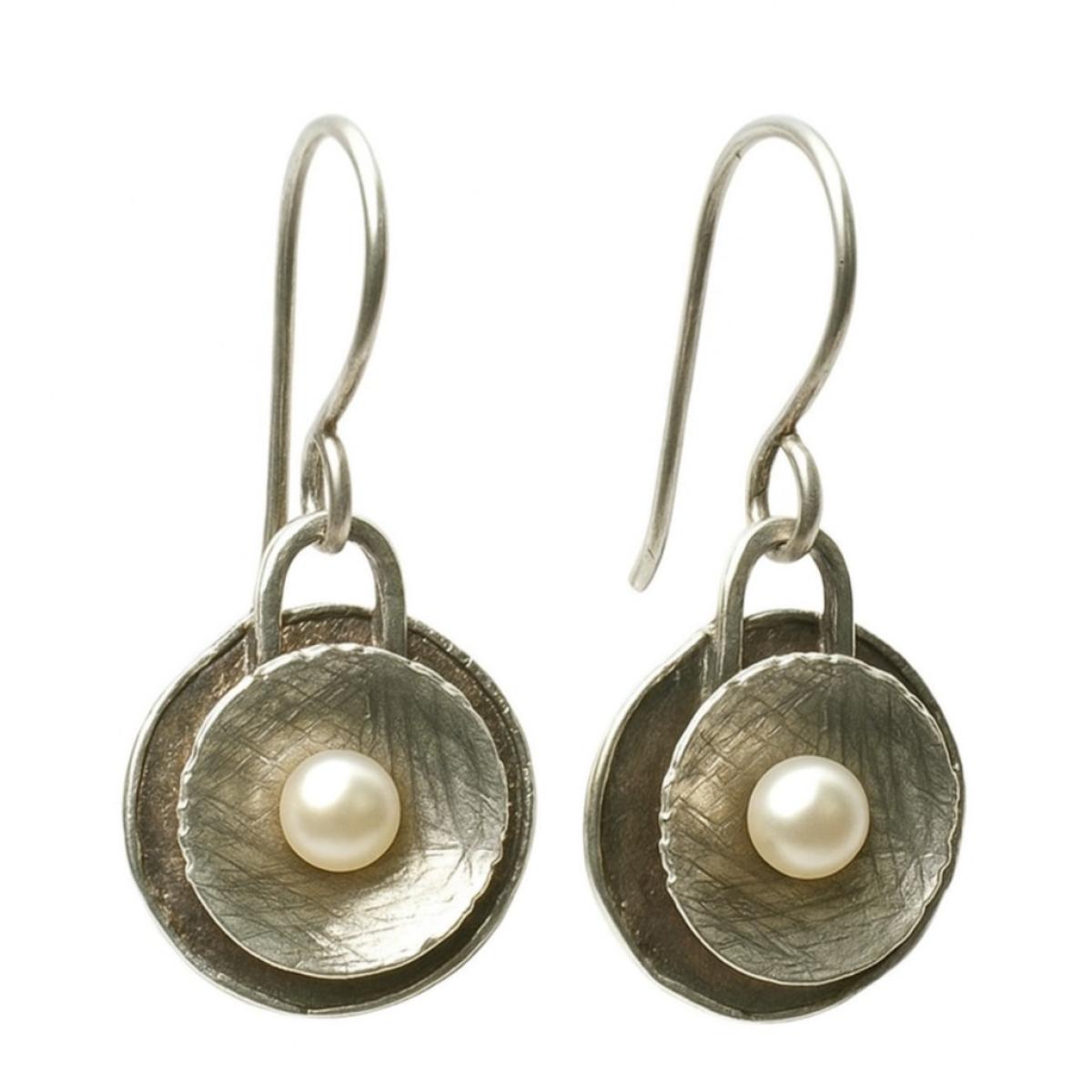 Runde handgefertigte Damenohrringe aus 925er Sterling-Silber